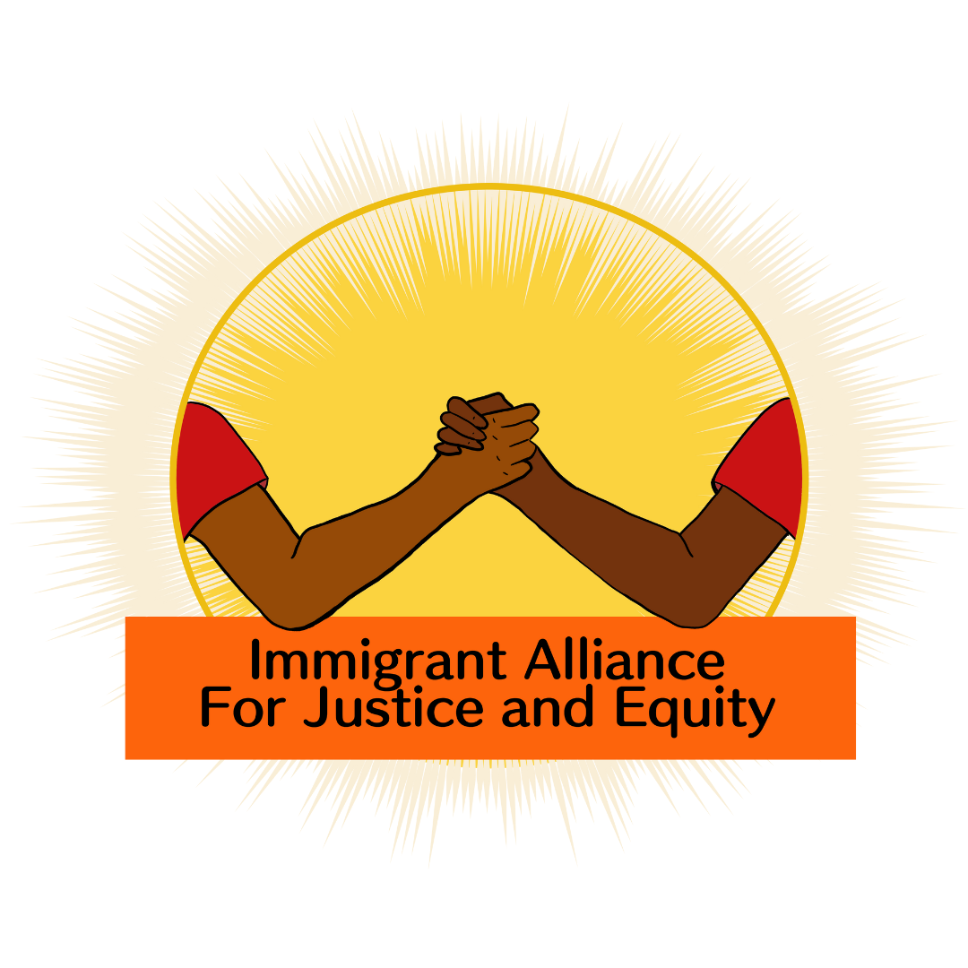 Immigrant Alliance For Justice and Equity logo (two hands clasped against a backdrop of beams of light)