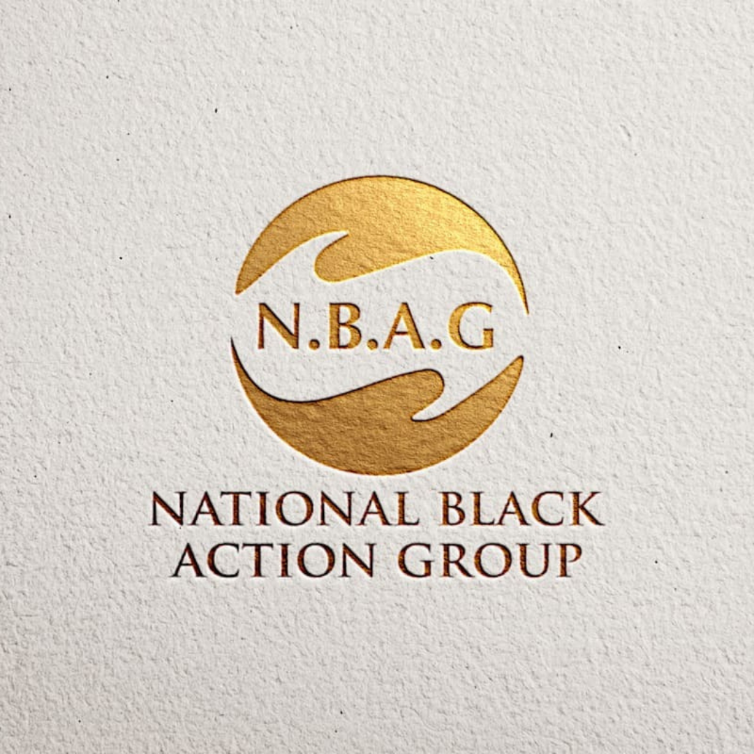 National Black Action Group's logo (a golden circle with the letters "N.B.A.G")